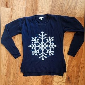 Christmas sweater from New York & Company, dark blue , snowflake design